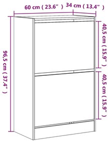 Παπουτσοθήκη Γκρι Σκυροδέματος 60x34x96,5εκ. Επεξεργασμένο Ξύλο - Γκρι