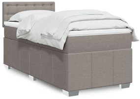 vidaXL Κρεβάτι Boxspring με Στρώμα Taupe 90x200 εκ. Υφασμάτινο