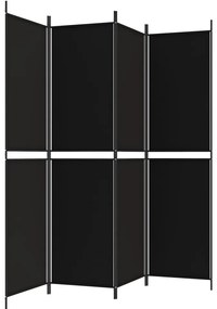 Διαχωριστικό Δωματίου με 4 Πάνελ Μαύρο 200x200 εκ. από Ύφασμα - Μαύρο