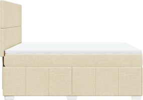 vidaXL Κρεβάτι Boxspring με Στρώμα Κρεμ 140x190 εκ. Υφασμάτινο