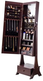 VEVOR Mirror Jewelry Cabinet Standing Mirror with Storage Full Length Brown
