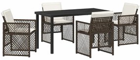 vidaXL Σέτ φαγητού για κήπο 5 pcs Καφέ συνθετικό ρατάν