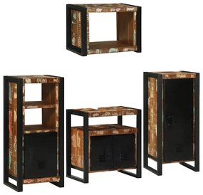 vidaXL Σετ Επίπλων Μπάνιου 4 pcs Πολύχρωμο Στερεό ανακτημένο ξύλο