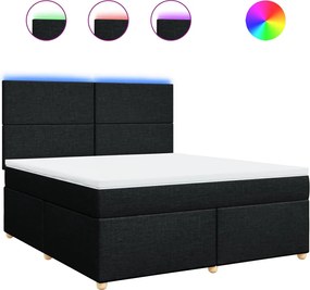 vidaXL Κρεβάτι Boxspring με Στρώμα Μαύρο 180x200 εκ. Υφασμάτινο
