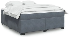 vidaXL Κρεβάτι Boxspring με Στρώμα Σκούρο Γκρι 180x200 εκ. Βελούδινο