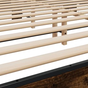 vidaXL Πλαίσιο Κρεβατιού Καπνιστή Δρυς 200x200εκ. Επεξ. Ξύλο &amp; Μέταλλο