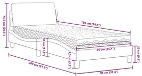 Κρεβάτι με Στρώμα Σκούρο Πράσινο 90x190 εκ. Βελούδινο - Πράσινο