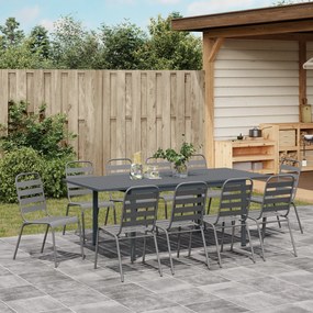 vidaXL Σετ Τραπεζαρίας 11 Τεμαχίων 11 pcs Γκρι Large Μέταλλο