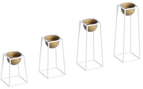 Κασπώ (Σετ 4Τμχ) 247HFM1167 22x22x30/22x22x40/22x22x50/22x22x60cm White-Gold Aberto Design Metal