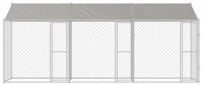 vidaXL Κλουβί σκύλου Ασημί 600 x 200 x 256 εκ. Επικαλυμμένος Χάλυβας