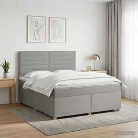 vidaXL Κρεβάτι box spring με στρώμα Ανοιχτό γκρι 160 x 200 cm Ύφασμα