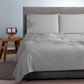 Σεντόνια Satin Plain (Σετ 4τμχ) Warm Grey Aslanis Home King Size 260x265cm 100% Cotton Satin