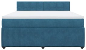 vidaXL Κρεβάτι Boxspring με Στρώμα Μπλε 180x200 εκ. Βελούδινο