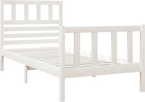 vidaXL Πλαίσιο Κρεβατιού Λευκό 75x190 εκ. Μασίφ Ξύλο Small Single