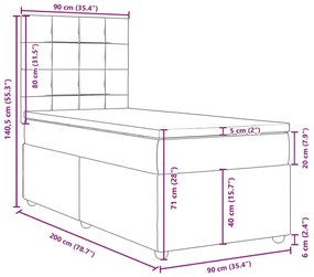 Κρεβάτι Boxspring με Στρώμα Μαύρο 90x200 εκ. Υφασμάτινο - Μαύρο