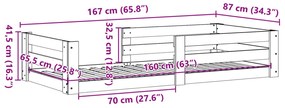 Σκελετός Κρεβ. Χωρίς Στρώμα Καφέ Κεριού 80x190 εκ Μασίφ Πεύκο - Καφέ