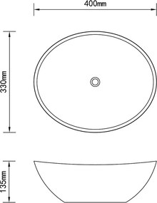 Πολυτελής Κεραμικός Νιπτήρας Οβάλ Μαύρος 40 x 33 cm