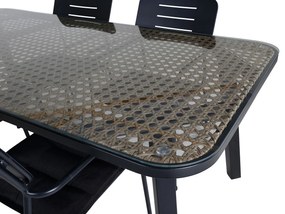 Σετ Τραπέζι και καρέκλες Dallas 2147, Επεξεργασμένο γυαλί, Μέταλλο, Μαξιλάρι καθίσματος: Ναι | Epipla1.gr