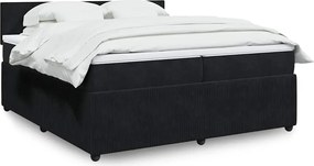 vidaXL Κρεβάτι Boxspring με Στρώμα Μαύρο 200x200 εκ. Βελούδινο