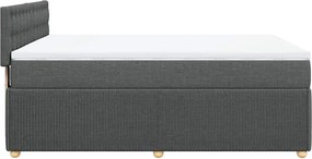 vidaXL Κρεβάτι Boxspring με Στρώμα Σκούρο Γκρι 160x200 εκ Υφασμάτινο