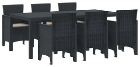 vidaXL Σέτ φαγητού για κήπο 7 pcs Ανθρακί Rattan Polt