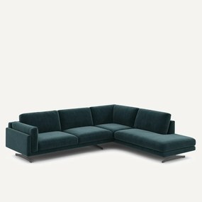 Γωνιακός καναπές με σεζλόνγκ από βελούδο chenille, César