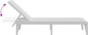 vidaXL Ξαπλώστρα Λευκή 186 x 60 x 29 από Πολυπροπυλένιο