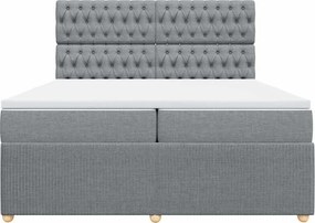 vidaXL Κρεβάτι Boxspring με Στρώμα Ανοιχτό Γκρι 200x200 εκ. Υφασμάτινο