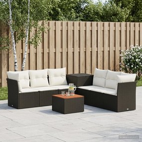 vidaXL Σετ Καναπέ 8 τμχ. Μαύρο και Κρεμ Λευκό 55 x 55 x 37 εκ