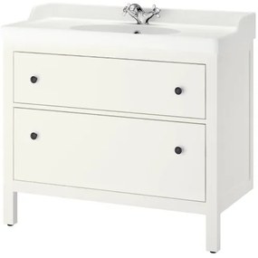 HEMNES/RUTSJON βάση νιπτήρα με συρτάρια/νιπτήρα/μπαταρία, 102x49x95 cm 895.468.27