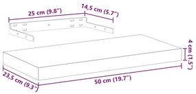 Ράφια Τοίχου 2 τεμ. 50x23,5x4 εκ. Επεξεργασμένο Ξύλο - Καφέ