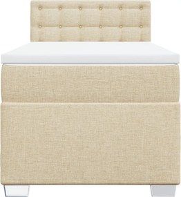 vidaXL Κρεβάτι Boxspring με Στρώμα Κρεμ 90x190 εκ.Υφασμάτινο