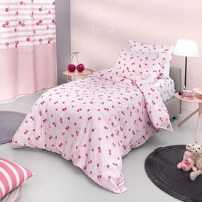 Σεντόνια Παιδικά Cherries (Σετ 3τμχ) Pink Guy Laroche Μονό 165x250cm 100% Βαμβάκι