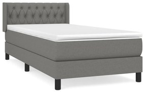 vidaXL Κρεβάτι Boxspring με Στρώμα Σκούρο Γκρι 100x200 εκ. Υφασμάτινο