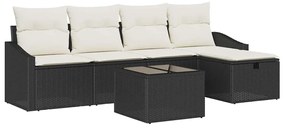 vidaXL Σετ Καναπέ Κήπου με μαξιλάρι 6 pcs Μαύρο Πολυ ράταν