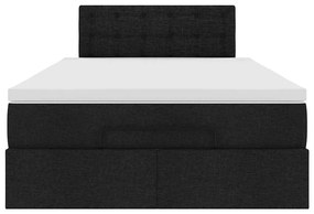 vidaXL Οθωμανικό κρεβάτι με στρώμα Μαύρο 120x200cm Ύφασμα