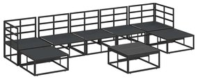 vidaXL Σετ Καναπέ Κήπου με μαξιλάρι 8 pcs Μαύρο Αλουμίνιο