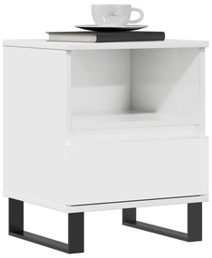 vidaXL Κομοδίνο Γυαλ. Λευκό 40 x 35 x 50 εκ. από Επεξεργασμένο Ξύλο