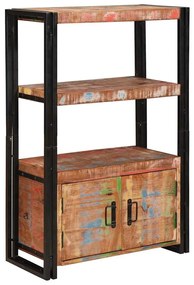 Βιβλιοθήκη με Πόρτες Καφέ Στερεό Ανακυκλωμένο Ξύλο και Μέταλλο