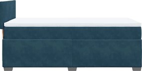 vidaXL Κρεβάτι Boxspring με Στρώμα Μπλε 90x190 εκ. Βελούδινο