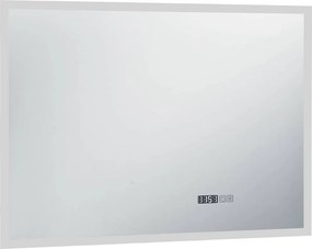 vidaXL Καθρέφτης Μπάνιου με LED/Αισθητήρα Αφής και Οθόνη Ώρας 100x60εκ