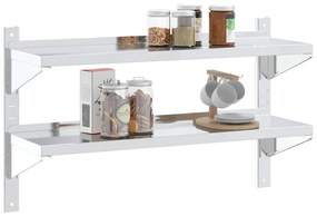vidaXL Ράφι Τοίχου 2 Επιπ. Ασημί 100x30x60 εκ. Ανοξείδωτο Ατσάλι