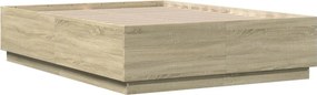 vidaXL Πλαίσιο Κρεβατιού Sonoma Δρυς 135x190 εκ. Επεξεργασμένο Ξύλο