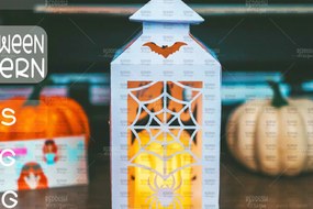 Σετ των 2 Intra απο ξύλο plywood 3mm-4mm πάχος - Halloween Lantern , Halloween Decor Δίασταση 15x15 cm INTRAFABR-104607807