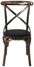 Καρέκλα MARLIN Μεταλική Black Gold/Μαύρο PU 52x46x91cm (Σετ 4 ΤΕΜ)