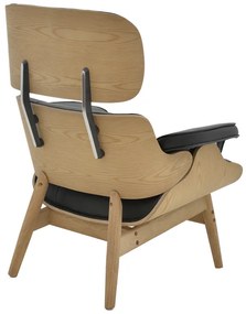 Πολυθρόνα relax Mirto pakoworld μασίφ ξύλο καρυδί -PU μαύρο 80x80x96.5εκ