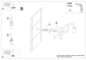 Sollux Φωτιστικό τοίχου VECTOR μαύρο,ατσάλι,Ε27 1xmax 15W LED