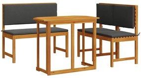 vidaXL Σετ Μπιστρό Κήπου 3 pcs Καφέ Μασίφ ξύλο ακακίας