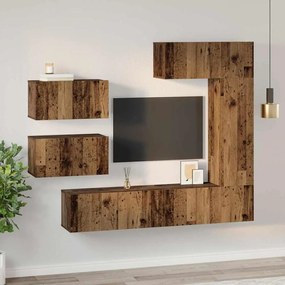 vidaXL Σετ επίπλου τηλεόρασης 6 pcs Παλαιό ξύλο 30.5 x 30 x 90 cm