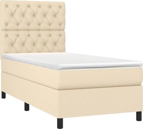 vidaXL Κρεβάτι Boxspring με Στρώμα Κρεμ 80 x 200 εκ. Υφασμάτινο